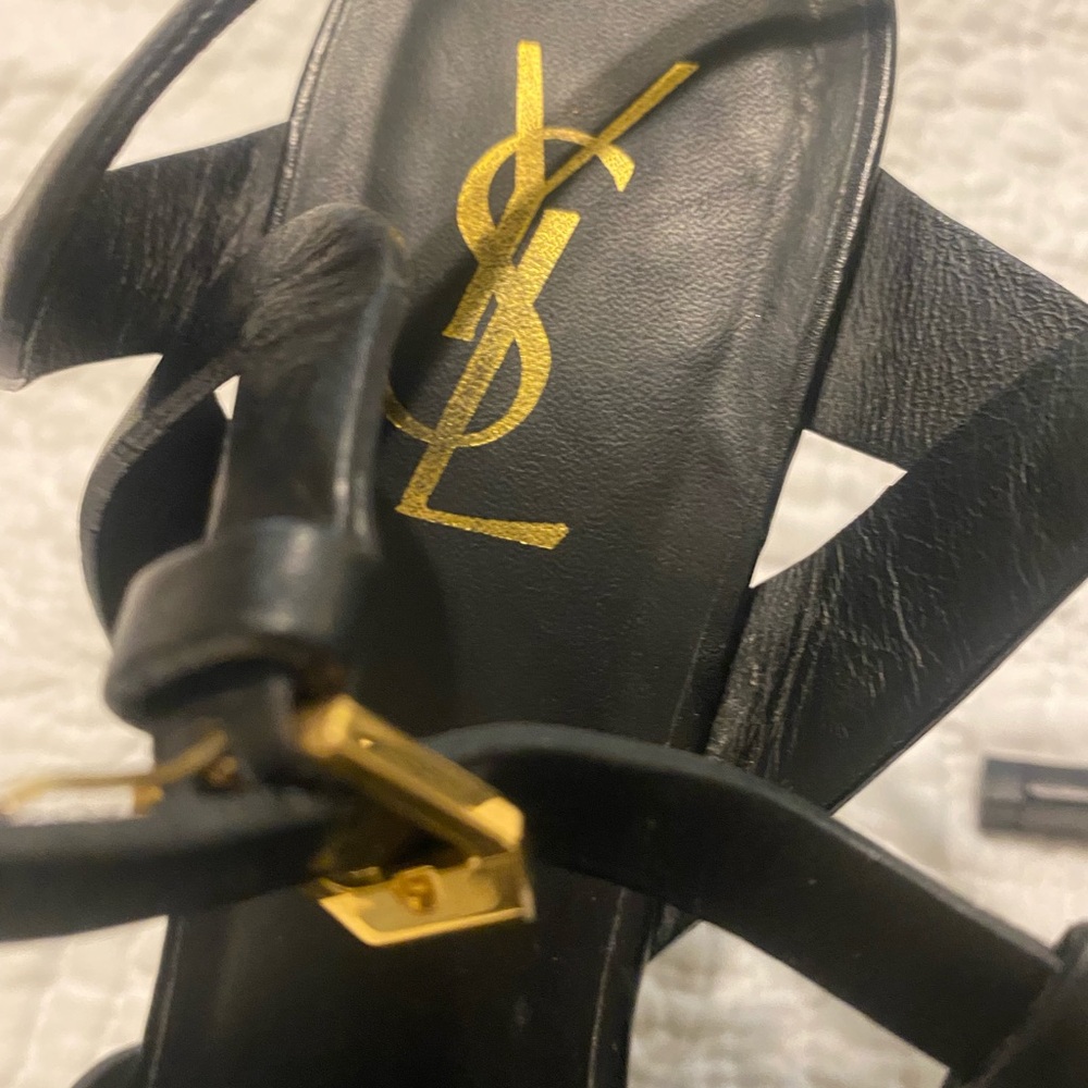 Saint Laurent Black Strappy Heels - Picture 5 of 12
